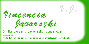 vincencia javorszki business card